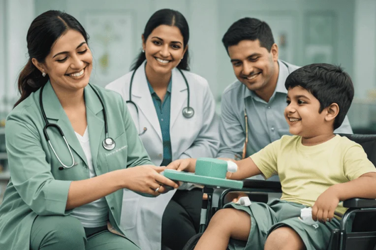 Multidisciplinary rehabilitation team providing speech and occupational therapy